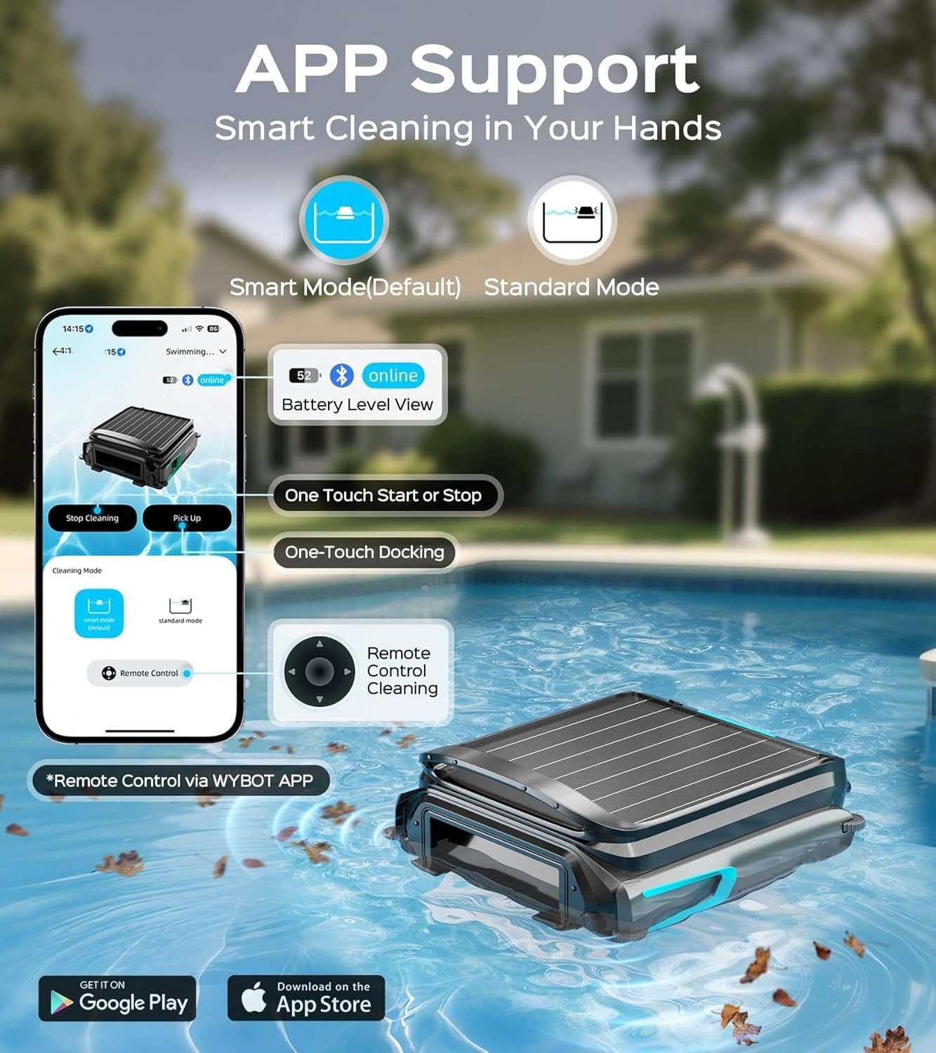 ACUEL Pool Skimmer, Solar Powered Automatic Robotic Pool Cleaner  for All Pool Shapes
