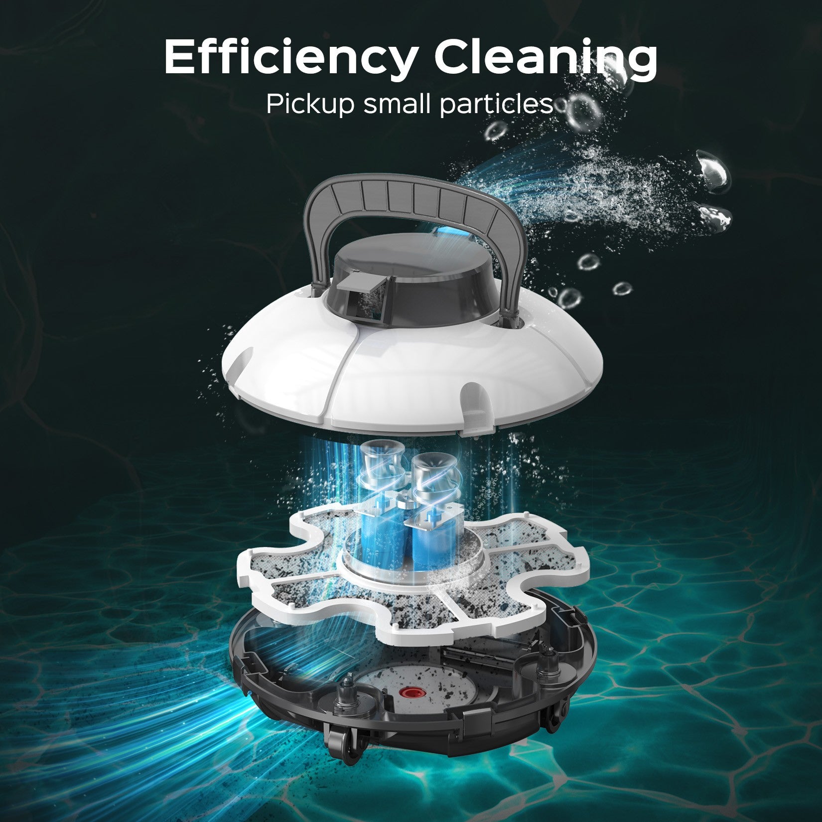 ACUEL Cordless Pool Vacuum, Robotic Pool Cleaner with Powerful Suction for Above Pools