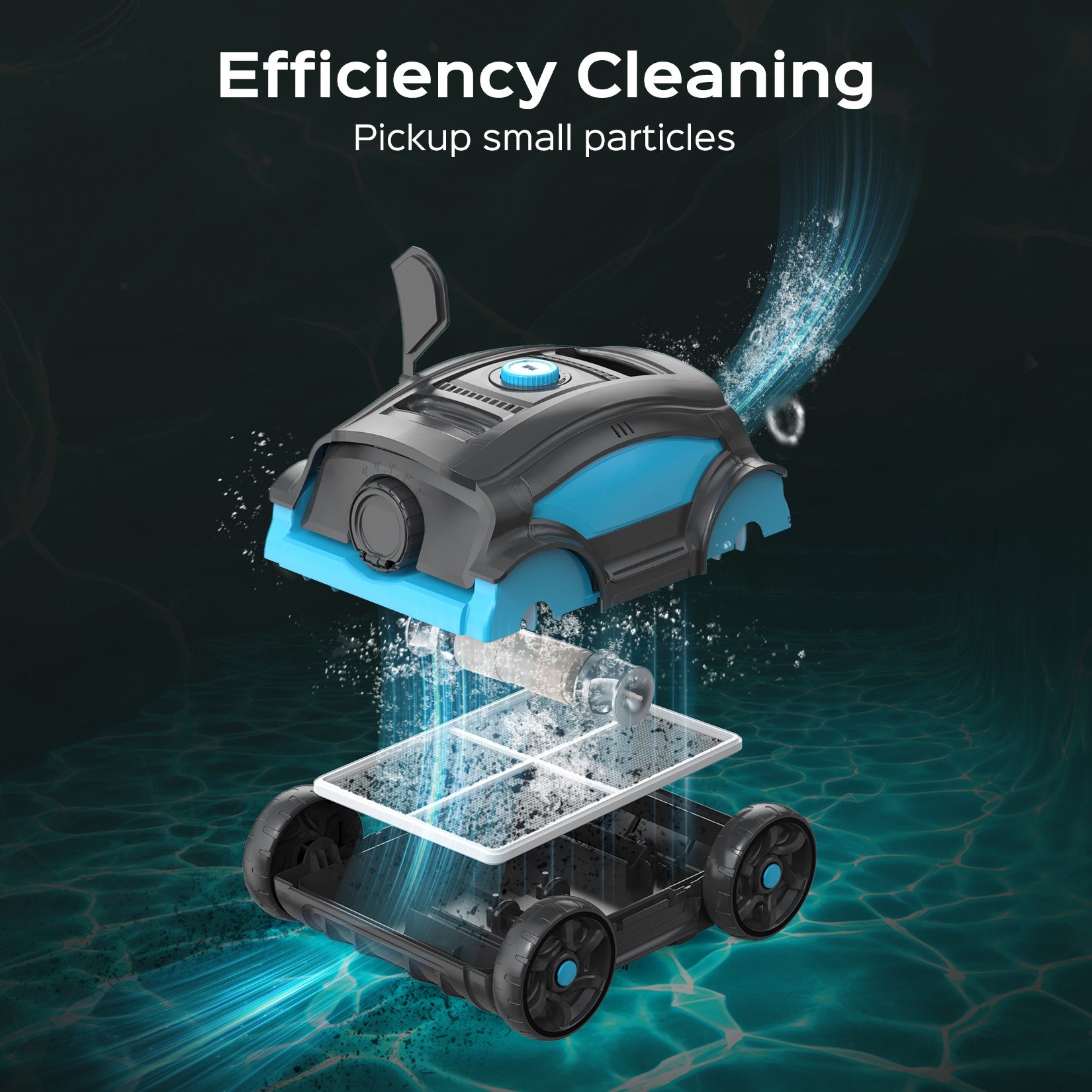 ACUEL Robotic Pool Cleaner, Cordless Pool Vacuum 45W Powerful Suction, 120Mins Runtime for Above/Inground Pools