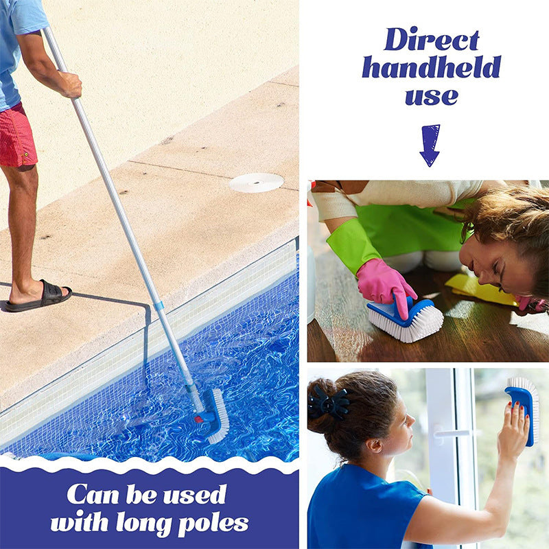ACUEL Pool Cleaning Brush with 180-degree handle, Premium Nylon Brush for Steps and Corners