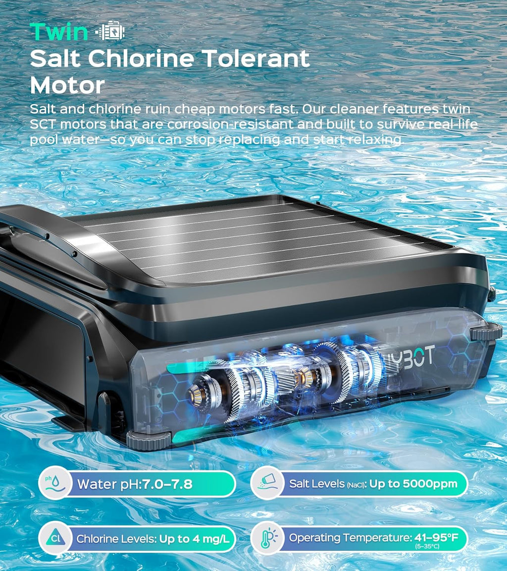 ACUEL Pool Skimmer, Solar Powered Automatic Robotic Pool Cleaner  for All Pool Shapes