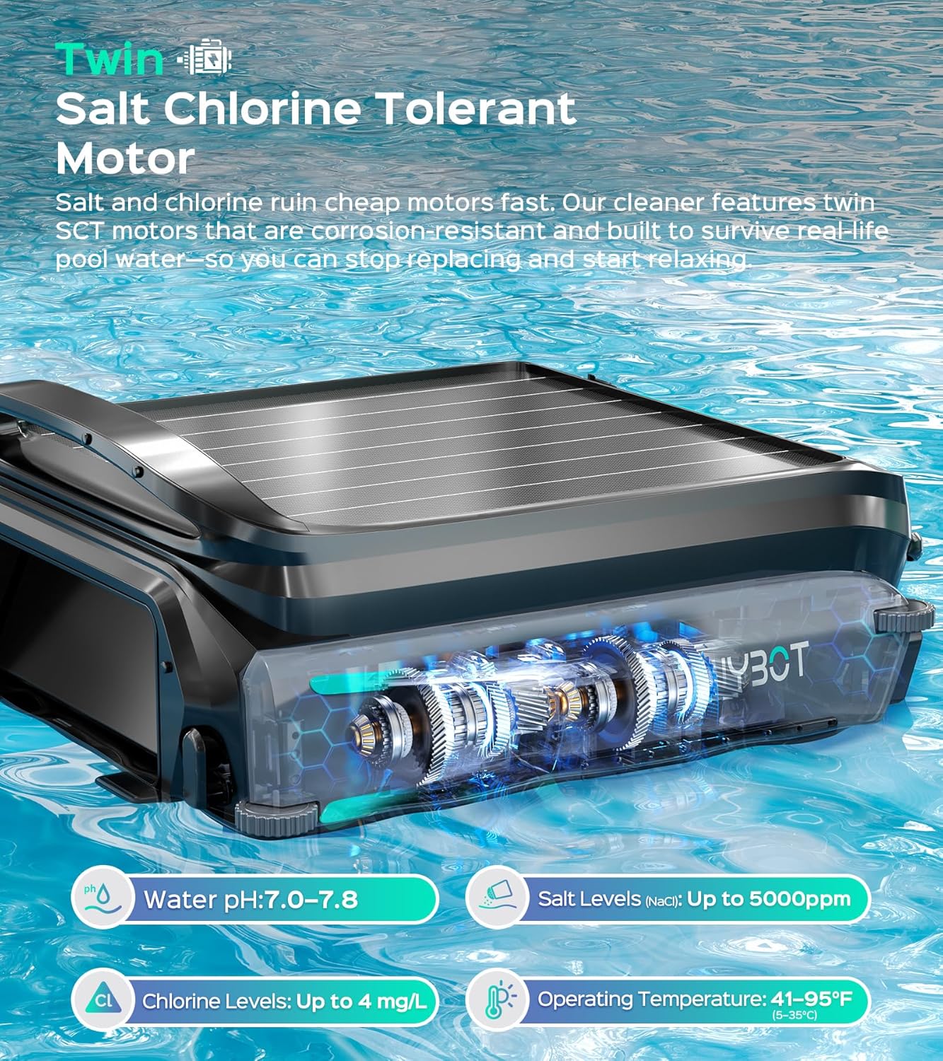 ACUEL Pool Skimmer, Solar Powered Automatic Robotic Pool Cleaner  for All Pool Shapes