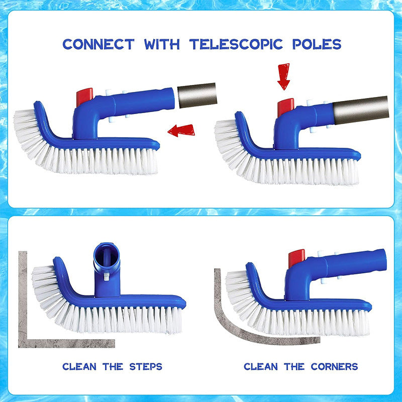 ACUEL Pool Cleaning Brush with 180-degree handle, Premium Nylon Brush for Steps and Corners