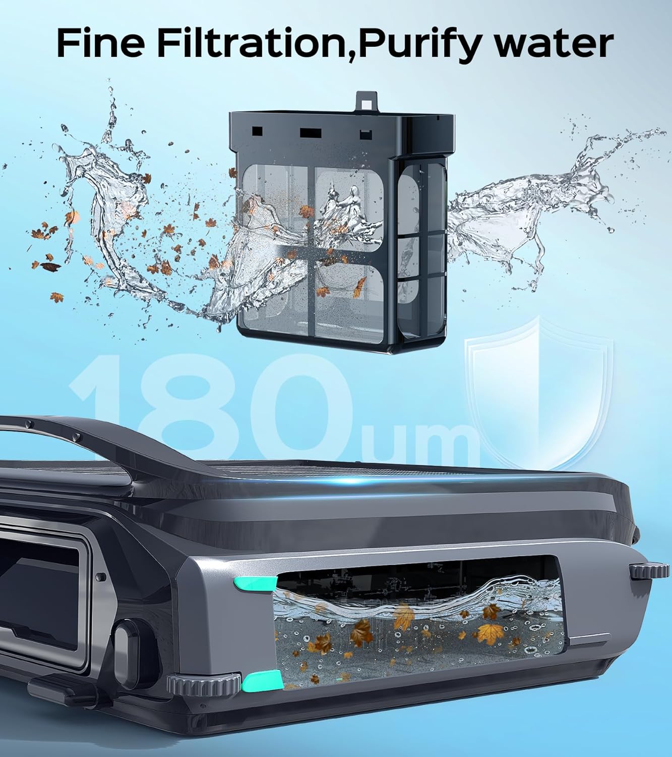 ACUEL Pool Skimmer, Solar Powered Automatic Robotic Pool Cleaner  for All Pool Shapes