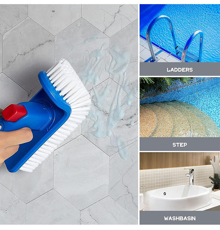 ACUEL Pool Cleaning Brush with 180-degree handle, Premium Nylon Brush for Steps and Corners