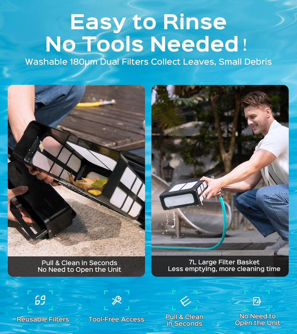 ACUEL Pool Skimmer, Solar Powered Automatic Robotic Pool Cleaner  for All Pool Shapes