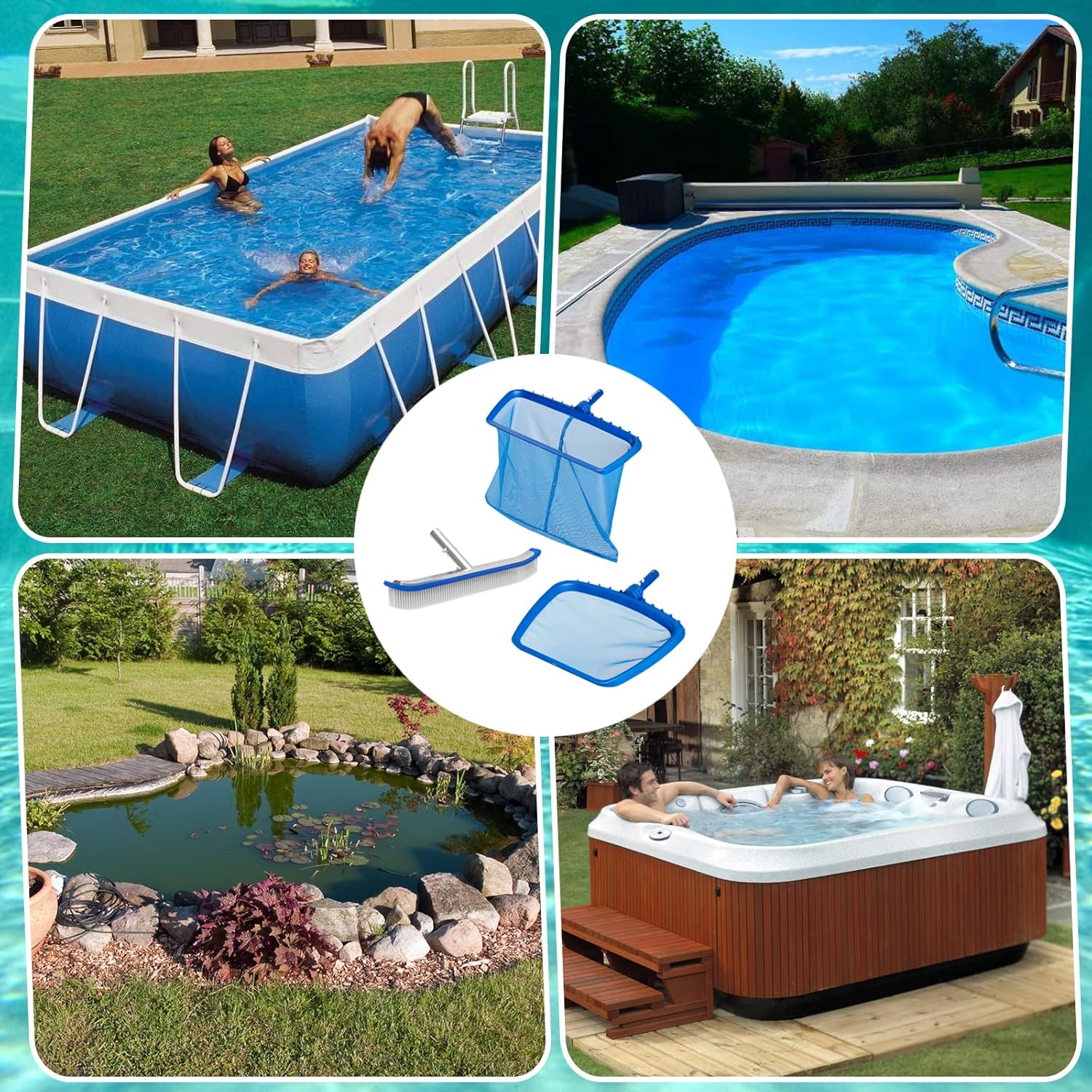 ACUEL Leaf Skimmer, Professional Skimmer Net for Cleaning Swimming Pools and Fountains
